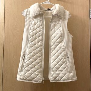 *WOMENS* Medium Indigo white Puffer vest